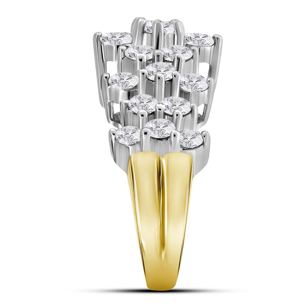 Image of ID 1 10k Yellow Gold Round Diamond Cocktail Cluster Ring 3 Cttw