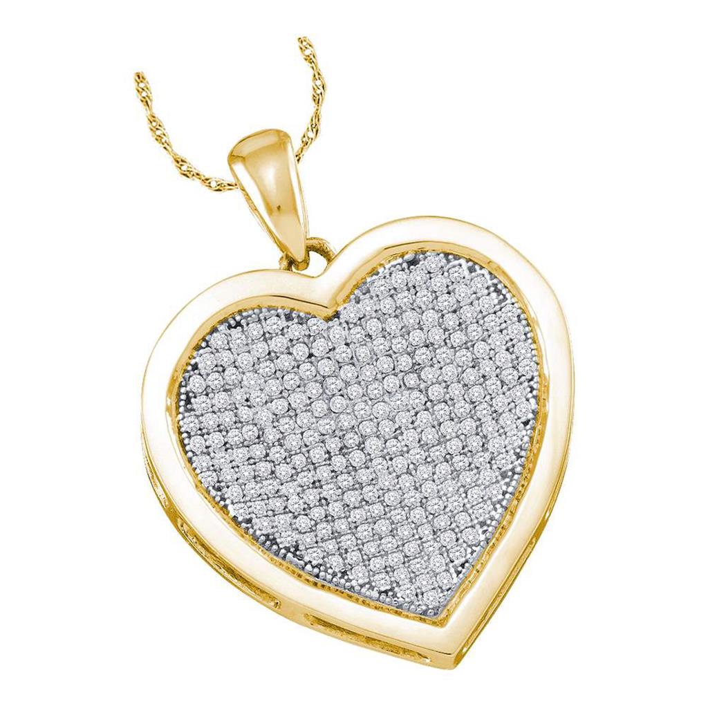 Image of ID 1 10k Yellow Gold Round Diamond Heart Pendant 1/2 Cttw