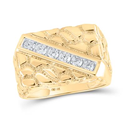 Image of ID 1 10k Yellow Gold Round Diamond Nugget Fashion Ring 1/2 Cttw