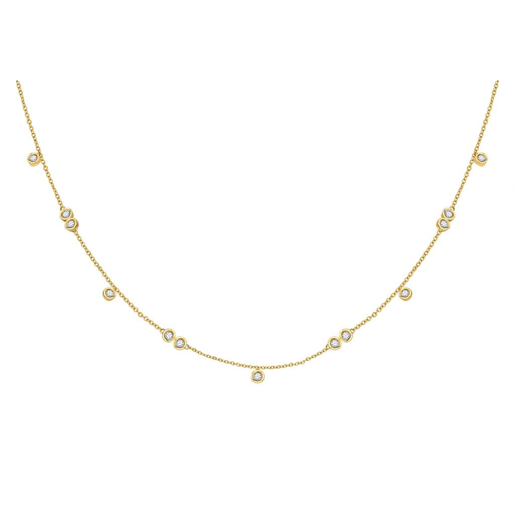 Image of ID 1 10k Yellow Gold Round Diamond Simplistic Fashion Necklace 1/3 Cttw