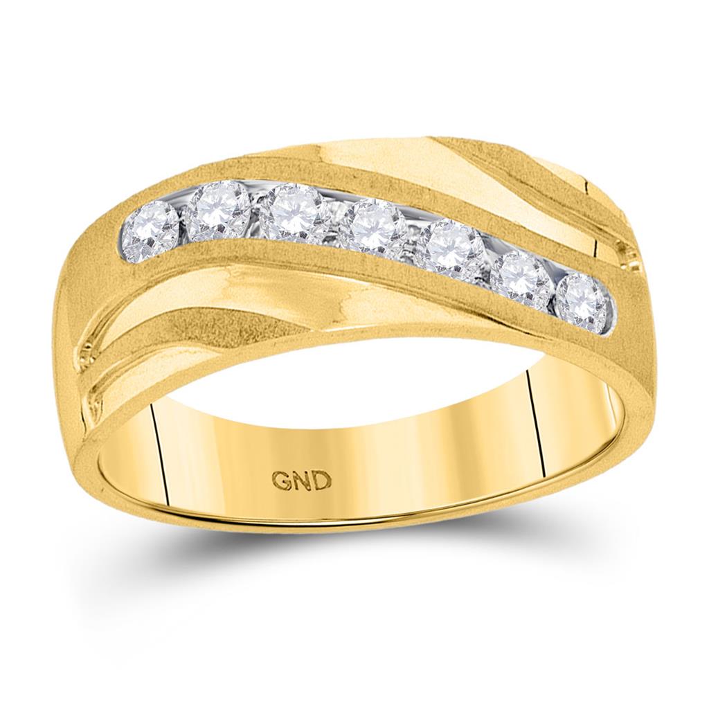 Image of ID 1 10k Yellow Gold Round Diamond Single Row Wedding Band Ring 1/2 Cttw