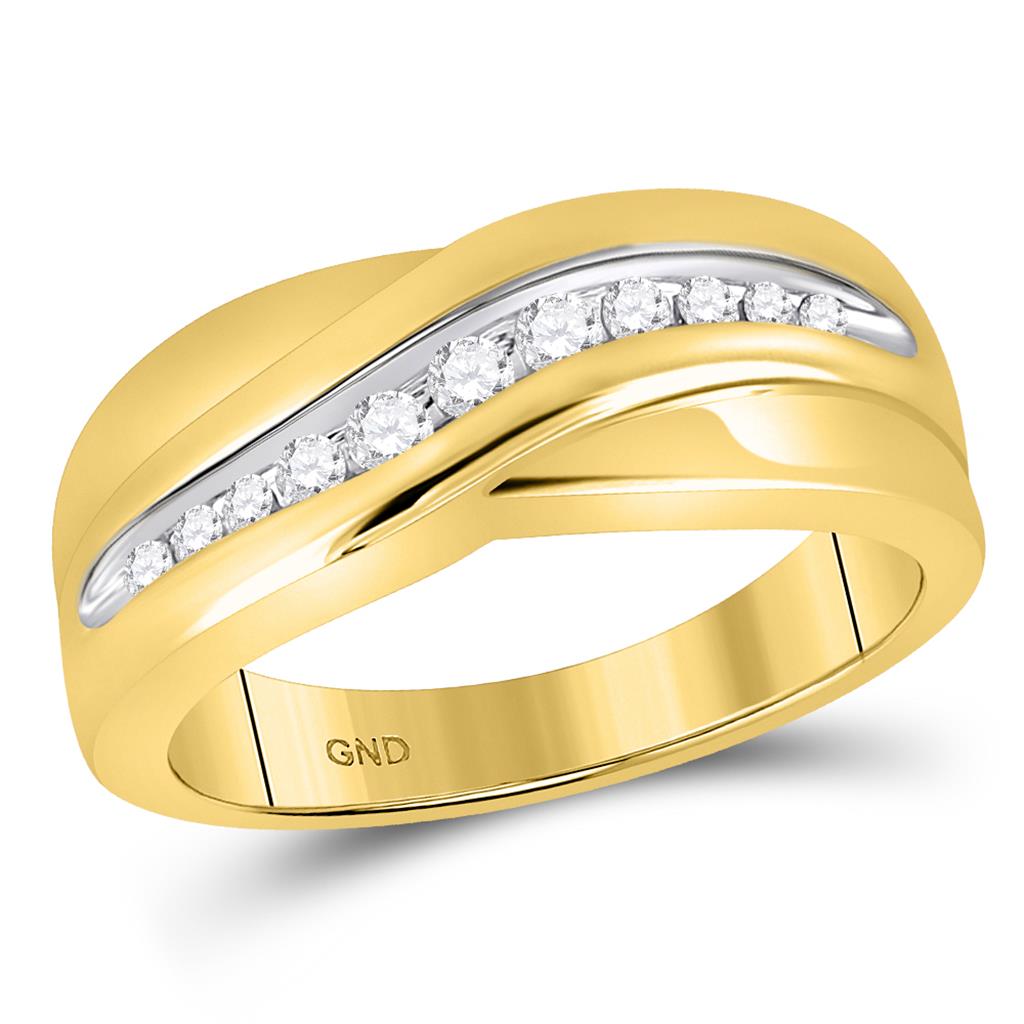 Image of ID 1 10k Yellow Gold Round Diamond Single Row Wedding Band Ring 1/4 Cttw