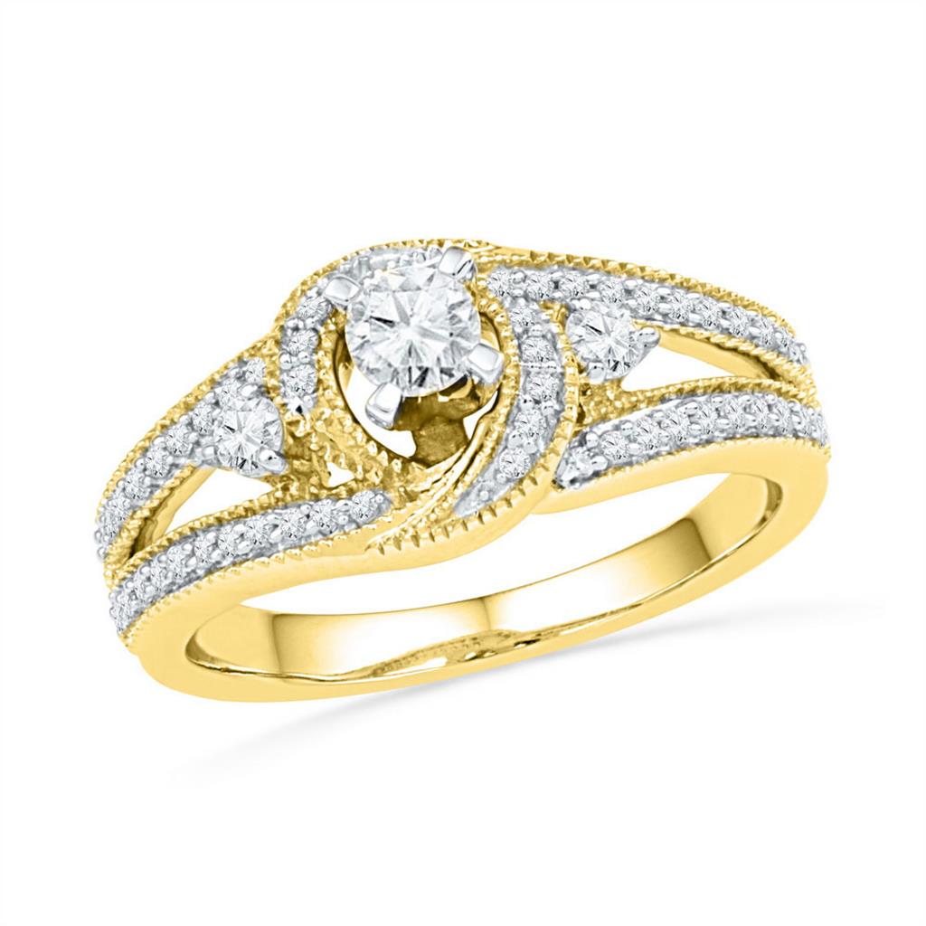 Image of ID 1 10k Yellow Gold Round Diamond Solitaire Bridal Engagement Ring 1/2 Cttw