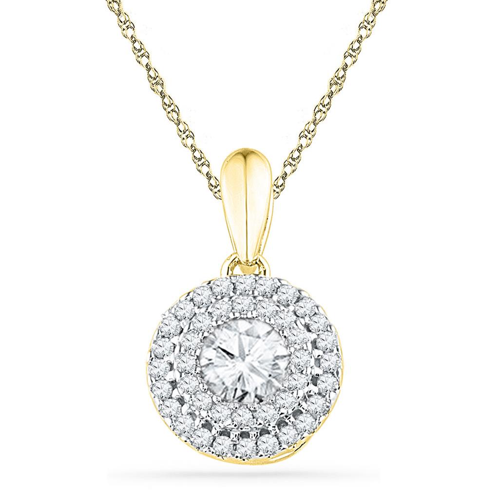 Image of ID 1 10k Yellow Gold Round Diamond Solitaire Pendant 1/2 Cttw