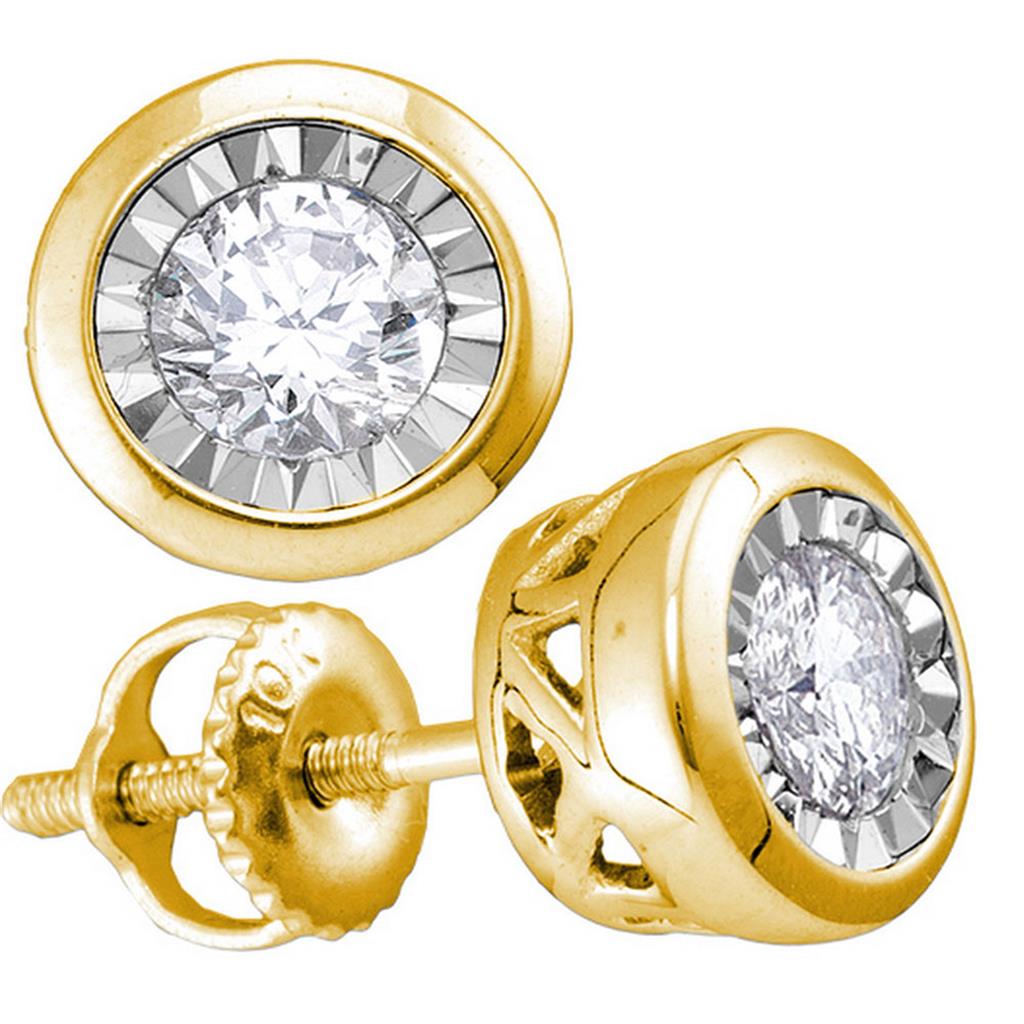 Image of ID 1 10k Yellow Gold Round Diamond Solitaire Stud Earrings 1/2 Cttw