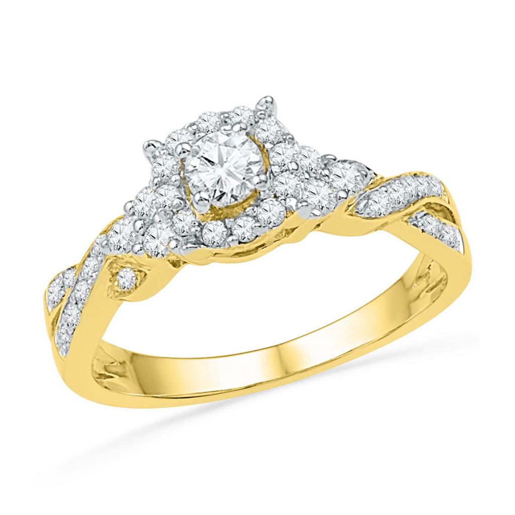 Image of ID 1 10k Yellow Gold Round Diamond Solitaire Twist Bridal Engagement Ring 1/2 Cttw