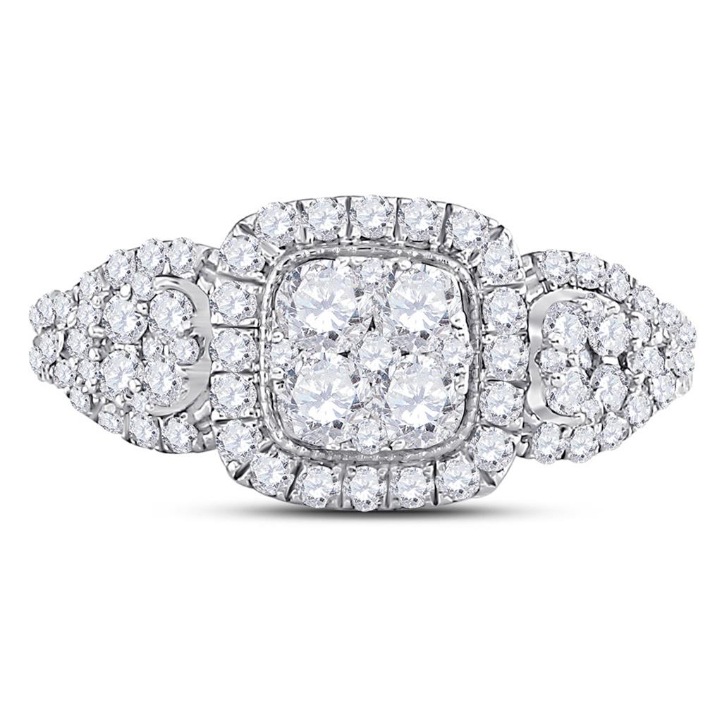 Image of ID 1 10k Yellow Gold Round Diamond Square Cluster Ring 1-1/4 Cttw