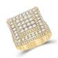 Image of ID 1 10k Yellow Gold Round Diamond Square Ring 3-1/3 Cttw