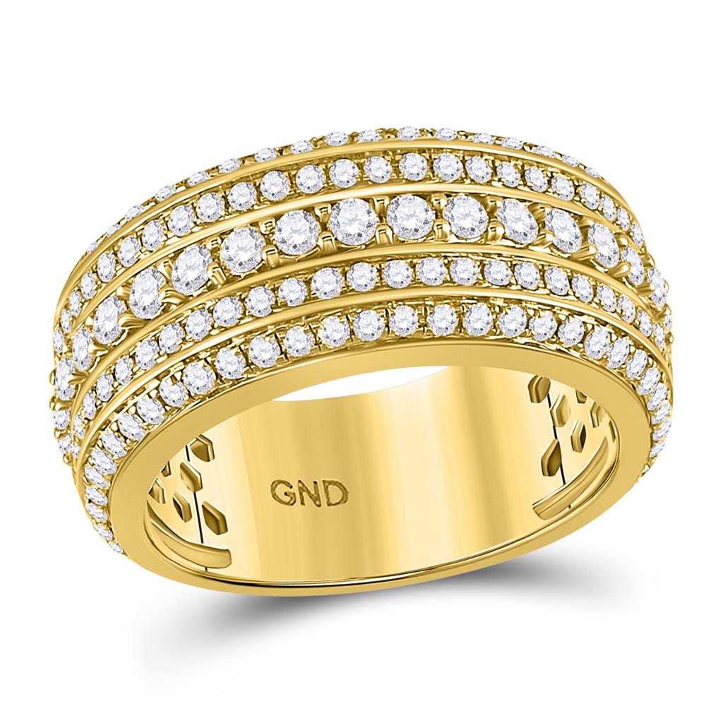 Image of ID 1 10k Yellow Gold Round Diamond Statement Band Ring 2-1/2 Cttw