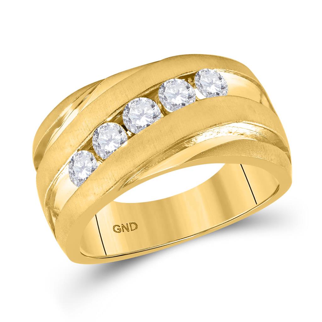 Image of ID 1 10k Yellow Gold Round Diamond Wedding Anniversary Band Ring 1 Cttw