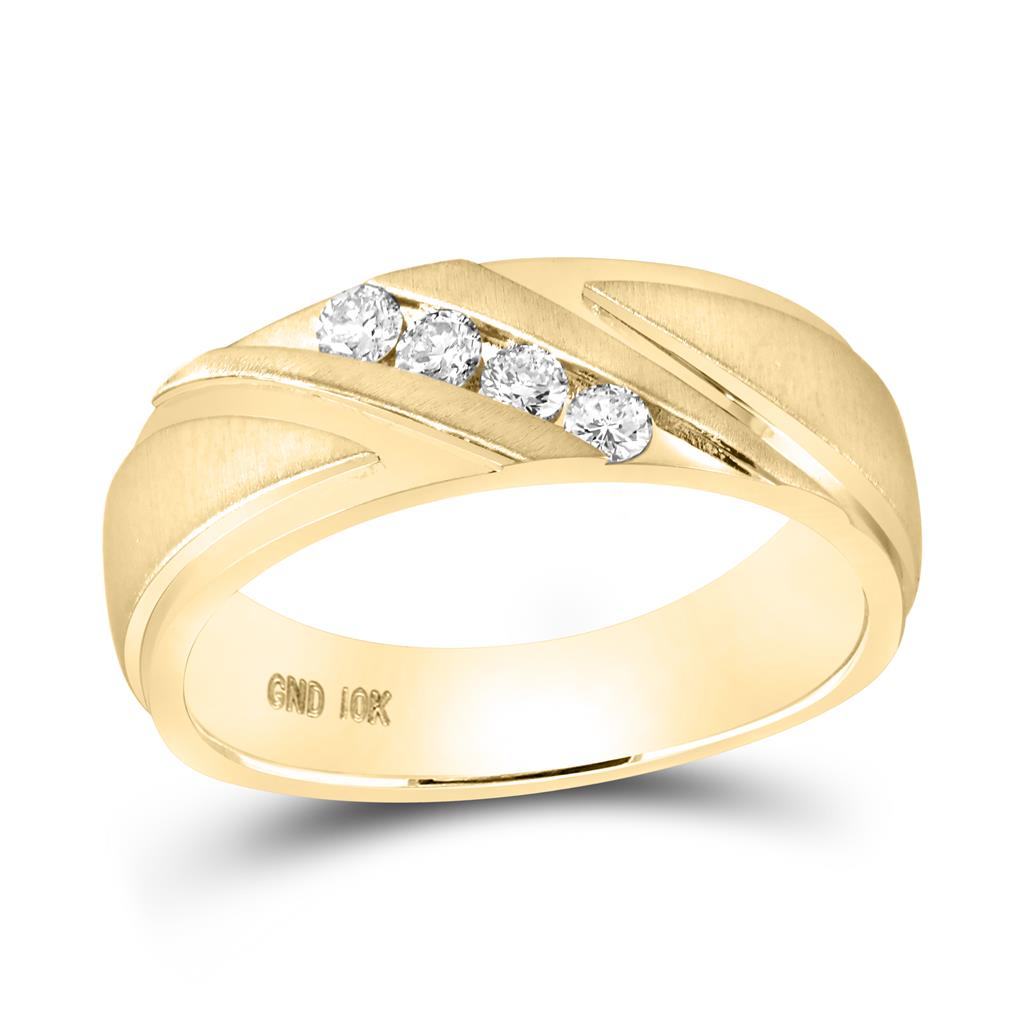 Image of ID 1 10k Yellow Gold Round Diamond Wedding Band 1/4 Cttw