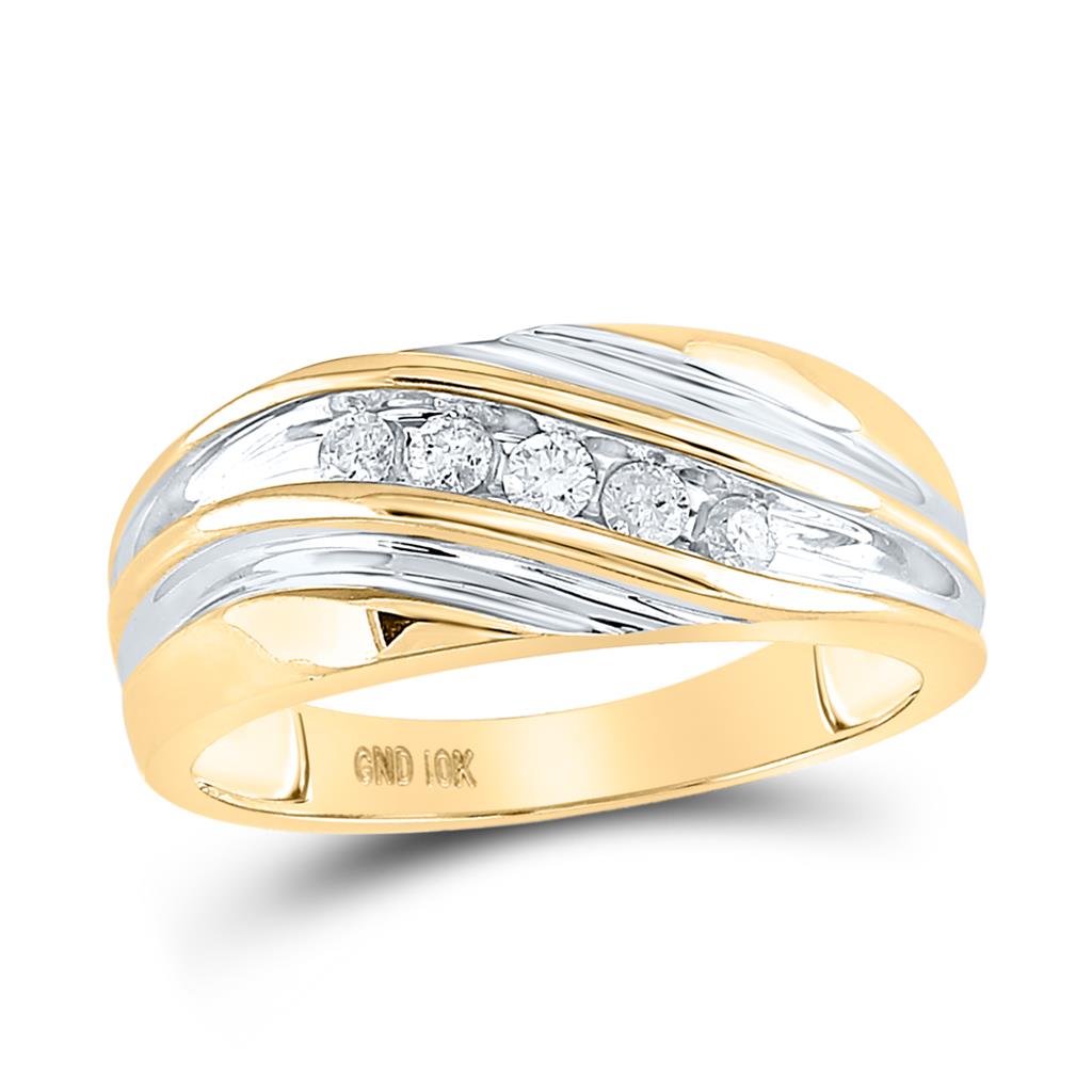 Image of ID 1 10k Yellow Gold Round Diamond Wedding Band Ring 1/4 Cttw