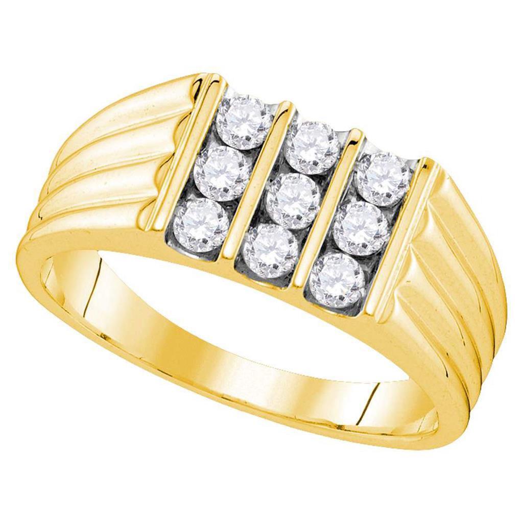 Image of ID 1 10k Yellow Gold Round Diamond Wedding Band Ring 3/4 Cttw