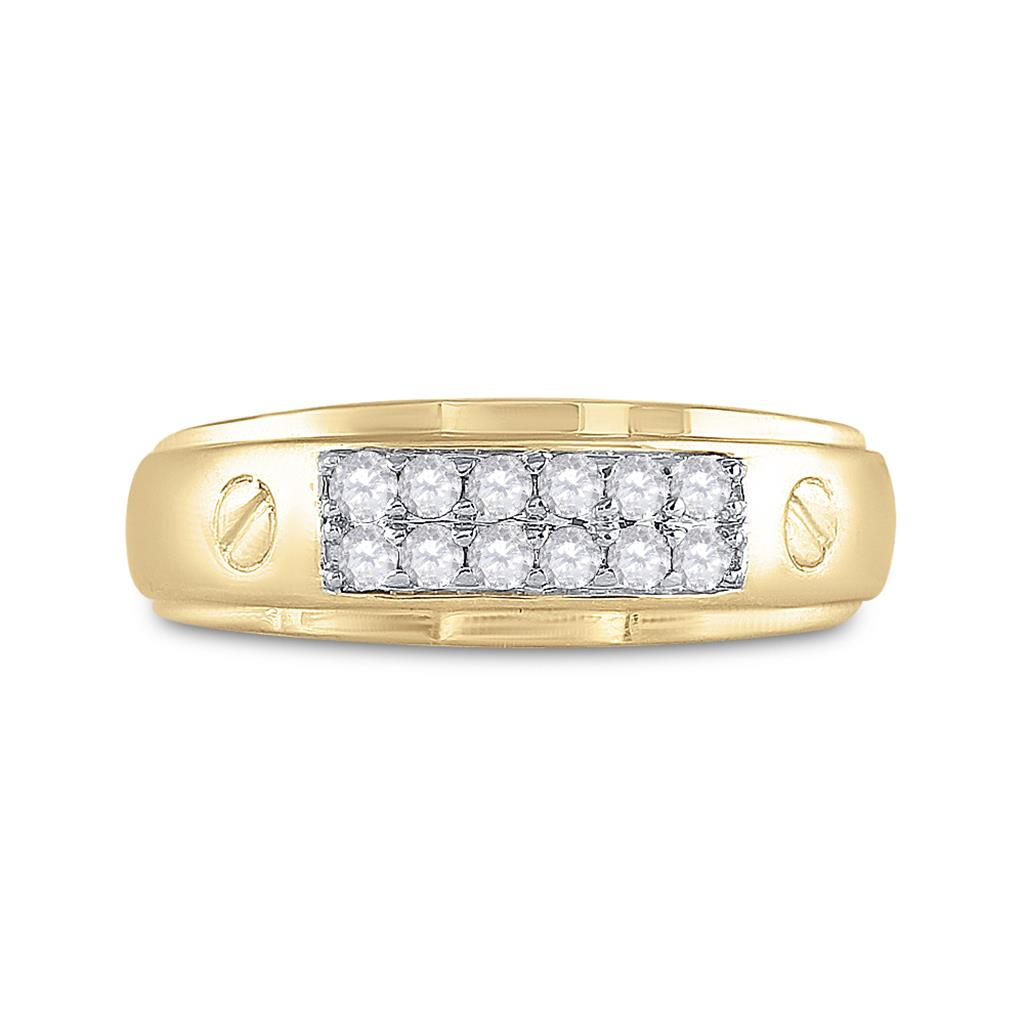 Image of ID 1 10k Yellow Gold Round Diamond Wedding Band Ring 3/8 Cttw