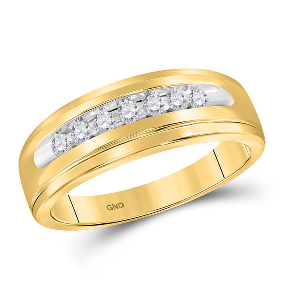Image of ID 1 10k Yellow Gold Round Diamond Wedding Channel-Set Band Ring 1 Cttw