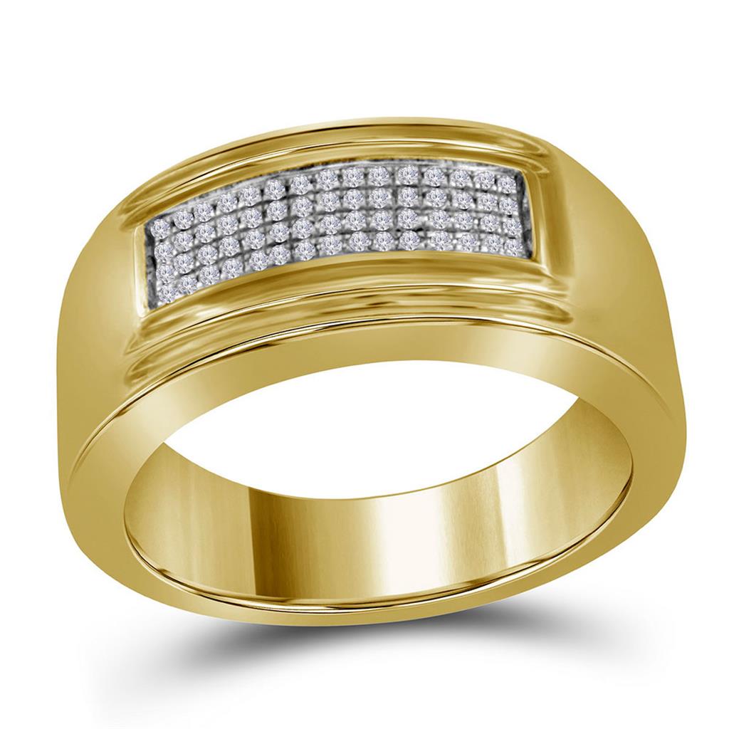 Image of ID 1 10k Yellow Gold Round Diamond Wedding Pave Band Ring 1/6 Cttw