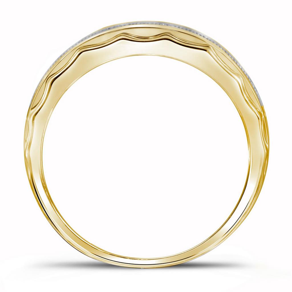 Image of ID 1 10k Yellow Gold Round Diamond Wedding Scalloped Edge Band Ring 1/5 Cttw
