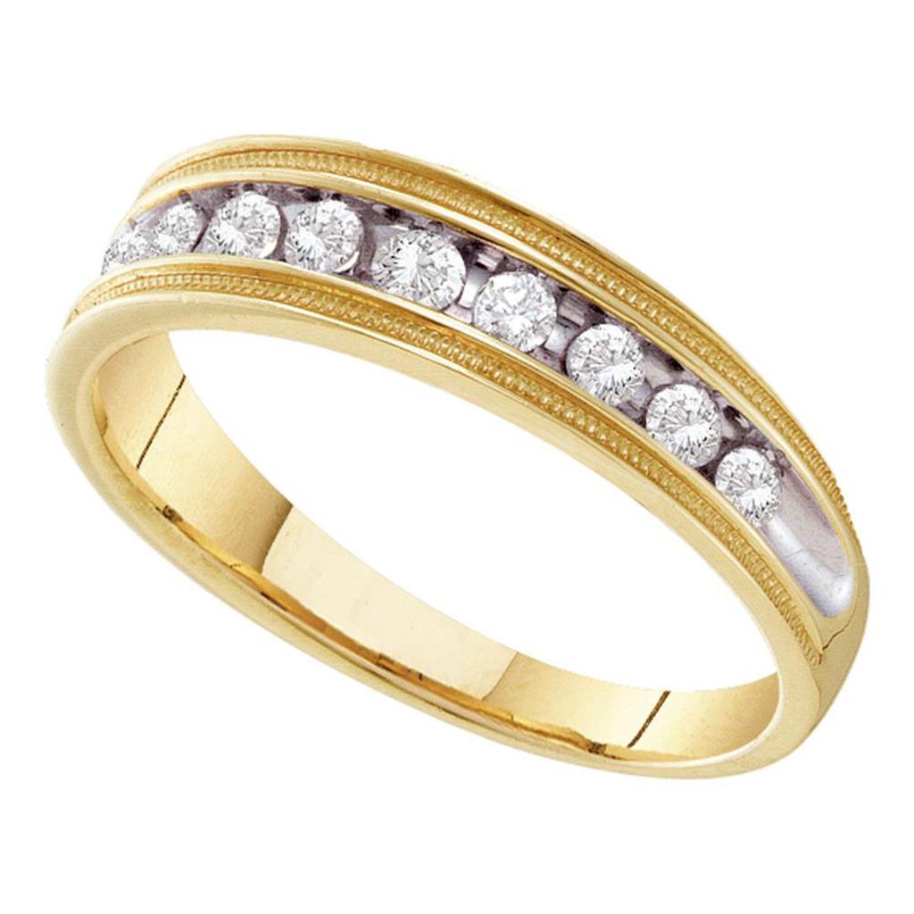 Image of ID 1 10k Yellow Gold Round Diamond Wedding Single Row Band Ring 1/2 Cttw