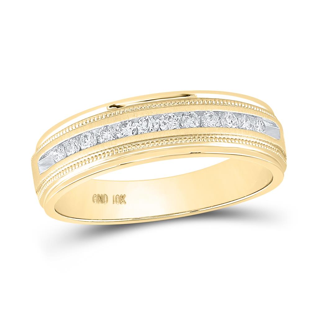 Image of ID 1 10k Yellow Gold Round Diamond Wedding Single Row Band Ring 1/4 Cttw