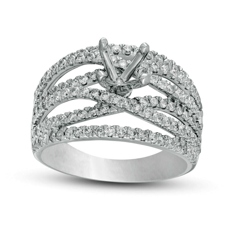 Image of ID 1 113 CT TW Natural Diamond Crossover Semi-Mount in Solid 14K White Gold