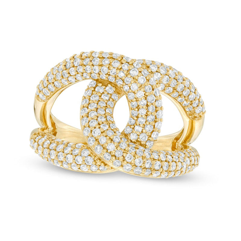 Image of ID 1 113 CT TW Natural Diamond Interlocking Loop Ring in Solid 14K Gold