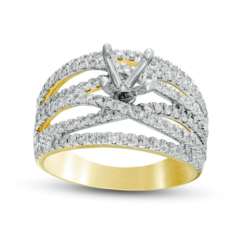 Image of ID 1 117 CT TW Natural Diamond Crossover Semi-Mount in Solid 14K Gold