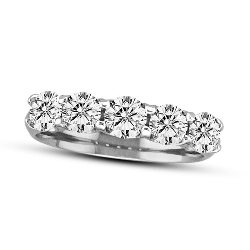 Image of ID 1 117 CT TW Natural Diamond Five Stone Anniversary Band in Solid 14K White Gold