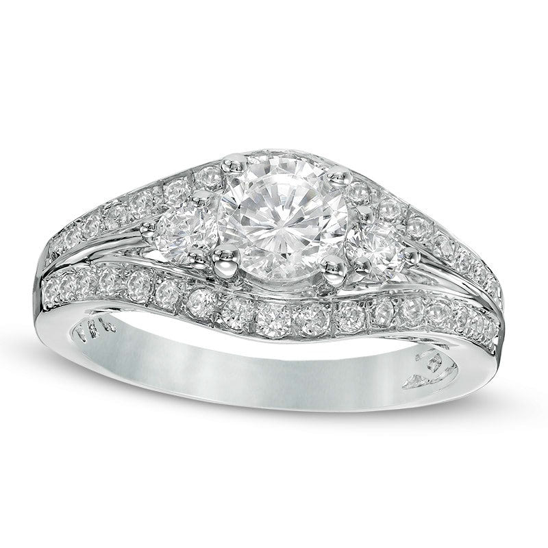 Image of ID 1 117 CT TW Natural Diamond Split Shank Antique Vintage-Style Engagement Ring in Solid 10K White Gold