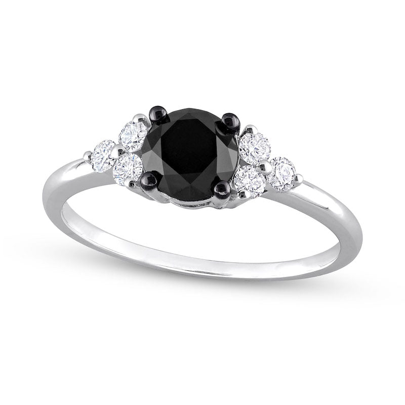 Image of ID 1 120 CT TW Black Enhanced and White Natural Diamond Tri-Sides Engagement Ring in Solid 10K White Gold