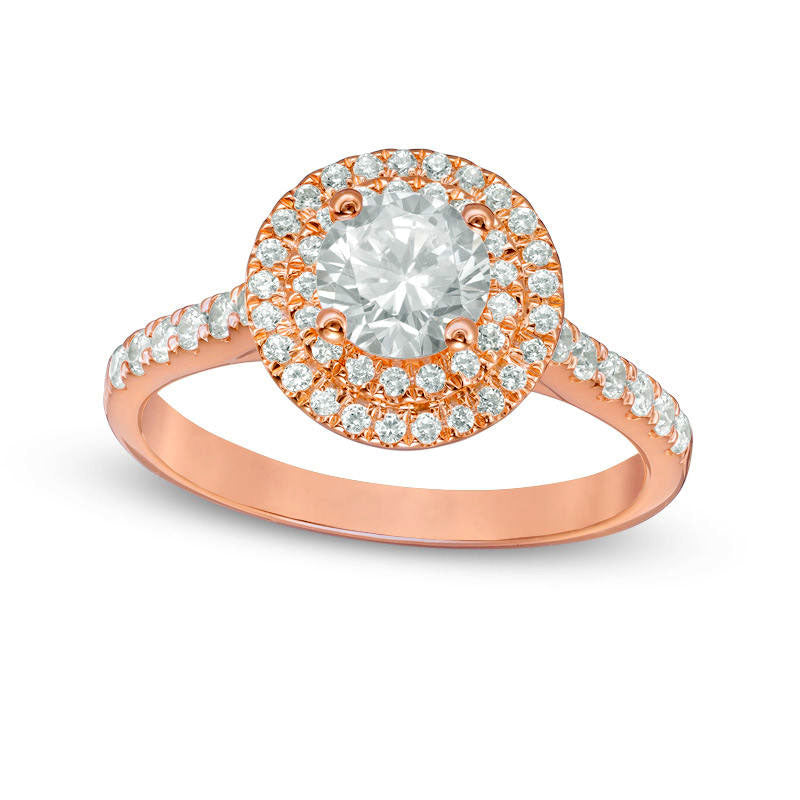 Image of ID 1 120 CT TW Natural Diamond Double Frame Engagement Ring in Solid 14K Rose Gold