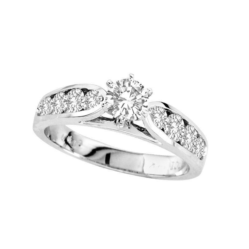 Image of ID 1 120 CT TW Natural Diamond Engagement Ring in Solid 14K White Gold