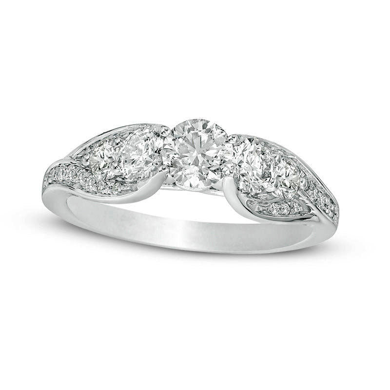 Image of ID 1 120 CT TW Natural Diamond Five Stone Engagement Ring in Solid 10K White Gold