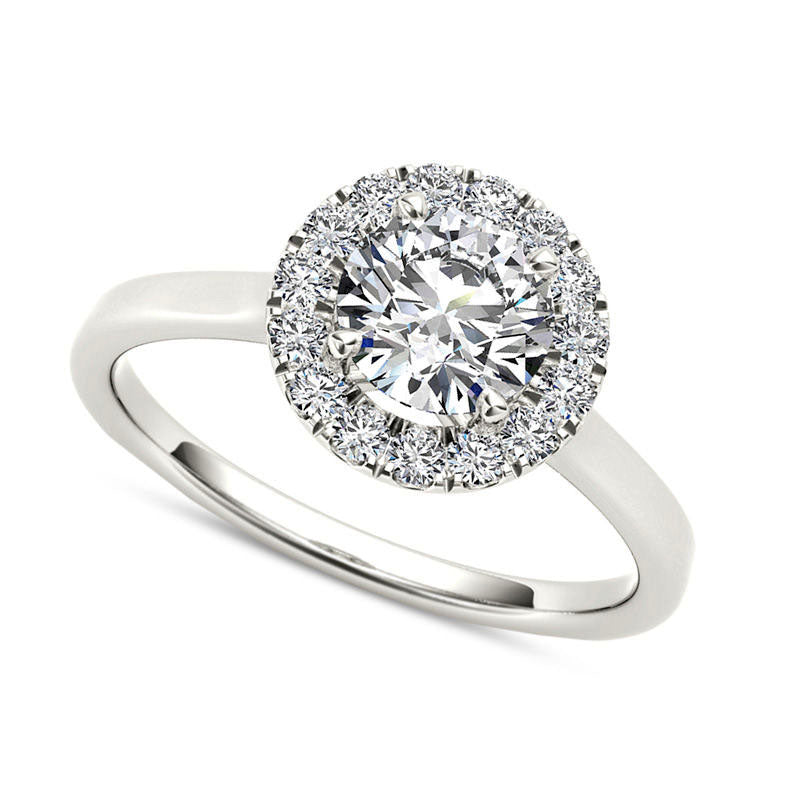 Image of ID 1 120 CT TW Natural Diamond Frame Engagement Ring in Solid 14K White Gold