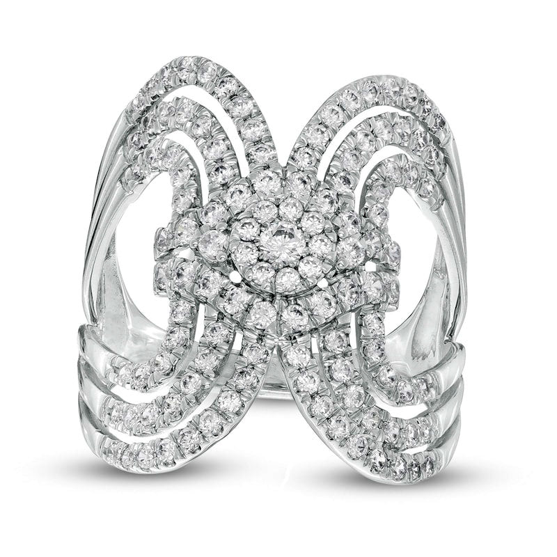 Image of ID 1 125 CT TW Composite Natural Diamond Multi Loop Split Shank Ring in Solid 10K White Gold
