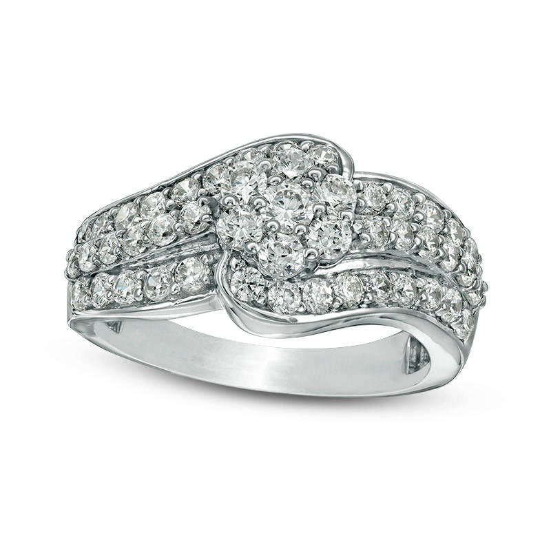 Image of ID 1 125 CT TW Composite Natural Diamond Multi-Row Bypass Ring in Solid 10K White Gold