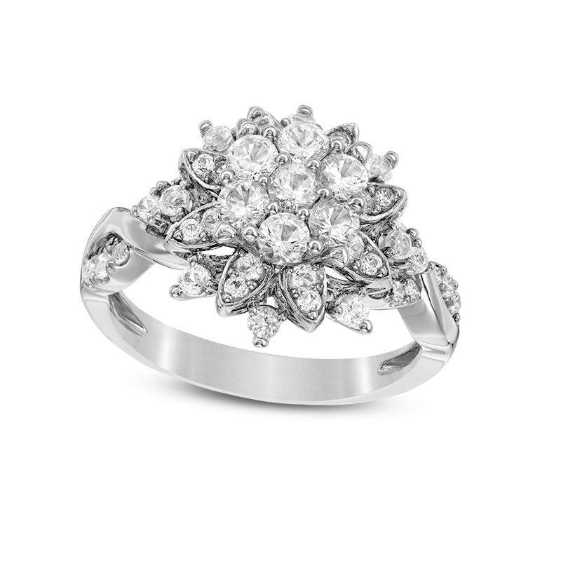 Image of ID 1 125 CT TW Composite Natural Diamond Starburst Ring in Solid 14K White Gold