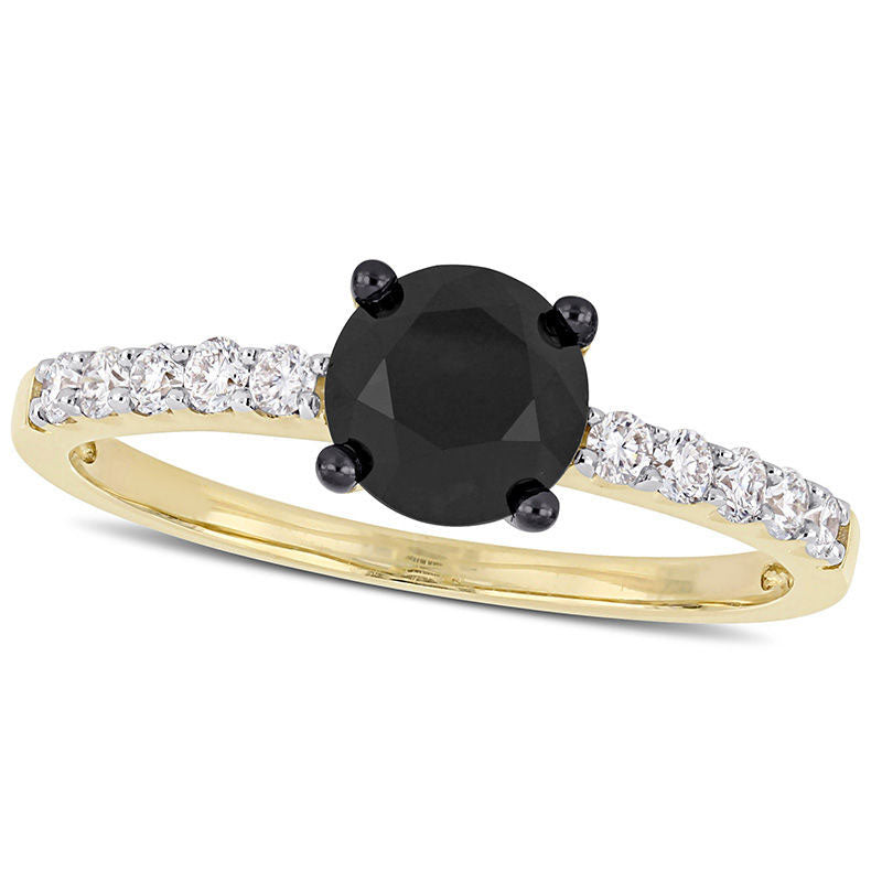 Image of ID 1 125 CT TW Enhanced Black and White Natural Diamond Engagement Ring in Solid 14K Gold