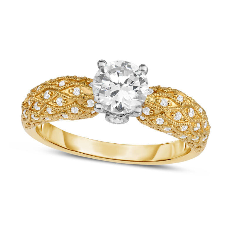 Image of ID 1 125 CT TW Natural Diamond Antique Vintage-Style Engagement Ring in Solid 14K Gold