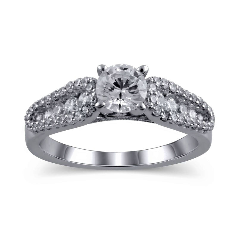 Image of ID 1 125 CT TW Natural Diamond Antique Vintage-Style Engagement Ring in Solid 14K White Gold
