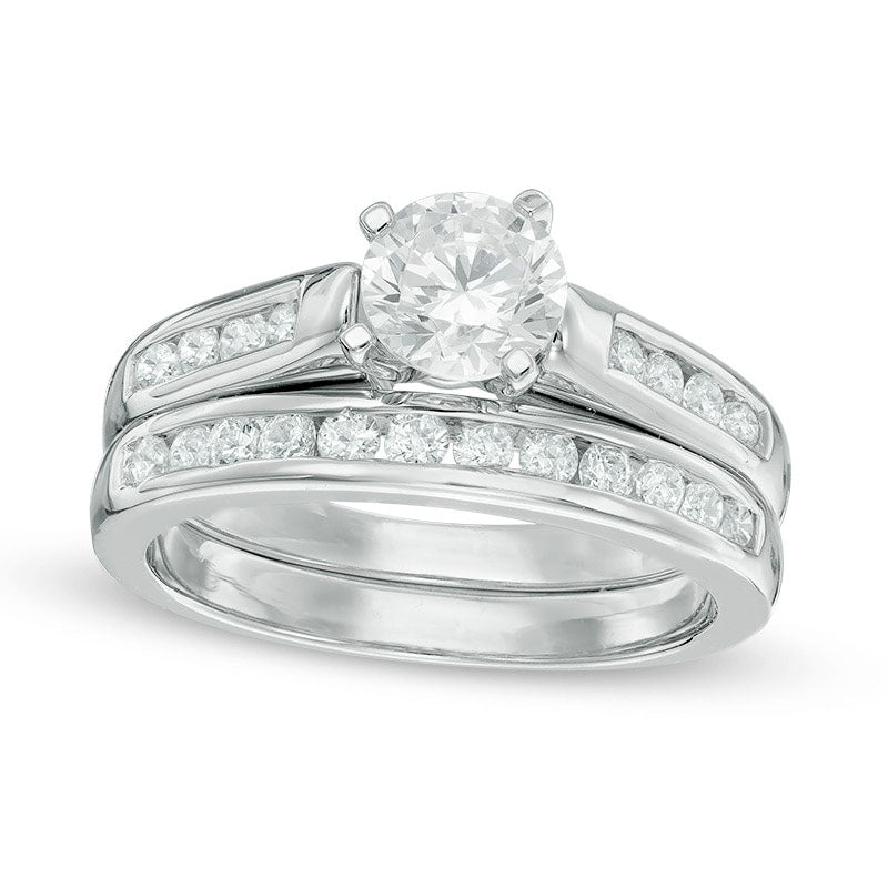 Image of ID 1 125 CT TW Natural Diamond Bridal Engagement Ring Set in Solid 10K White Gold