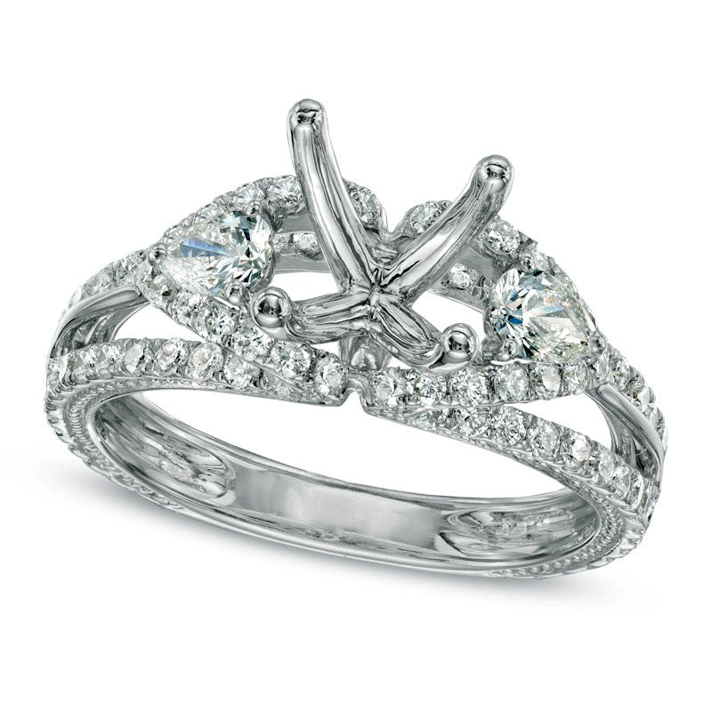 Image of ID 1 125 CT TW Natural Diamond Edge Semi-Mount in Solid 14K White Gold