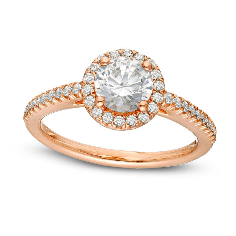 Image of ID 1 125 CT TW Natural Diamond Frame Engagement Ring in Solid 14K Rose Gold