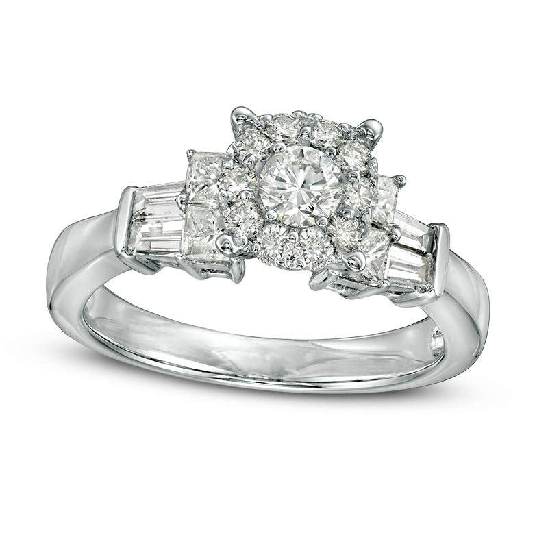 Image of ID 1 125 CT TW Natural Diamond Frame Engagement Ring in Solid 14K White Gold
