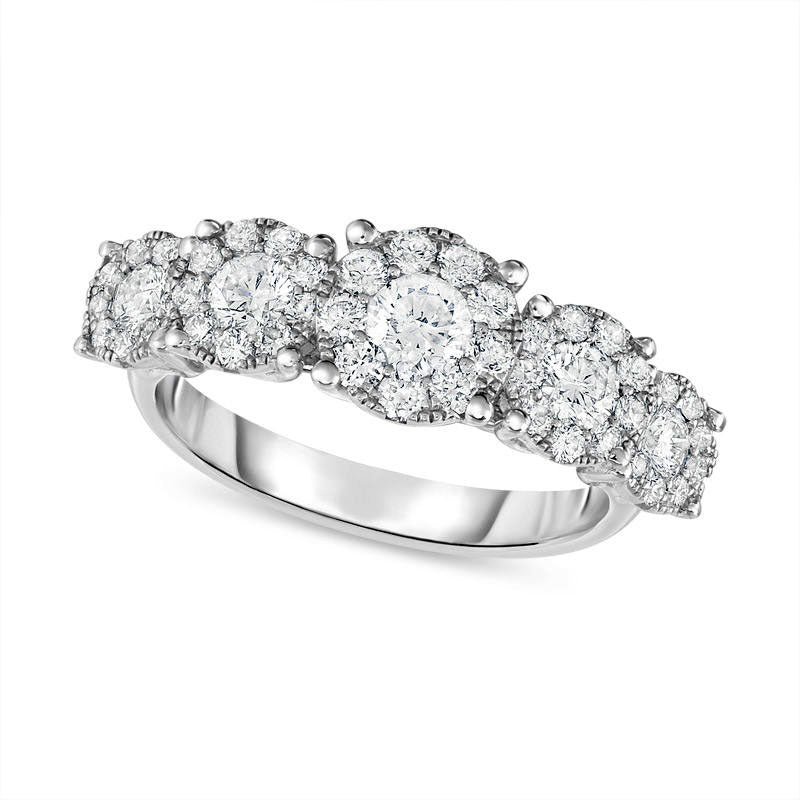 Image of ID 1 125 CT TW Natural Diamond Frame Five Stone Anniversary Band in Solid 14K White Gold