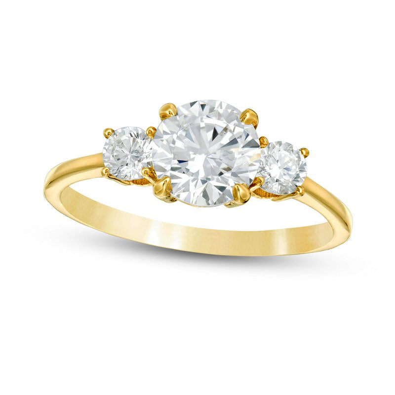 Image of ID 1 125 CT TW Natural Diamond Three Stone Engagement Ring in Solid 14K Gold