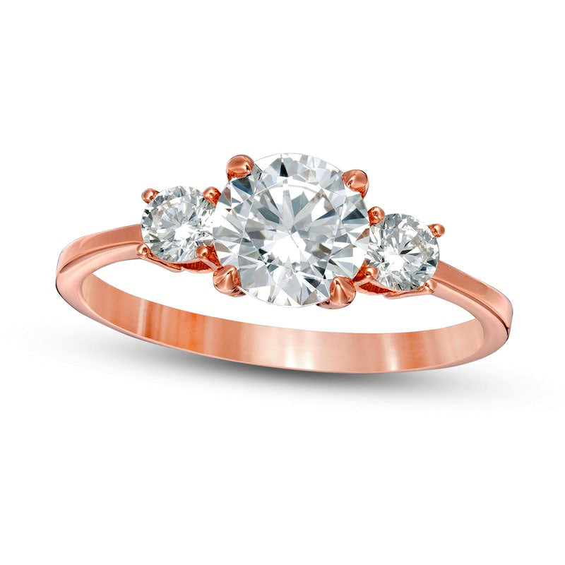 Image of ID 1 125 CT TW Natural Diamond Three Stone Engagement Ring in Solid 14K Rose Gold