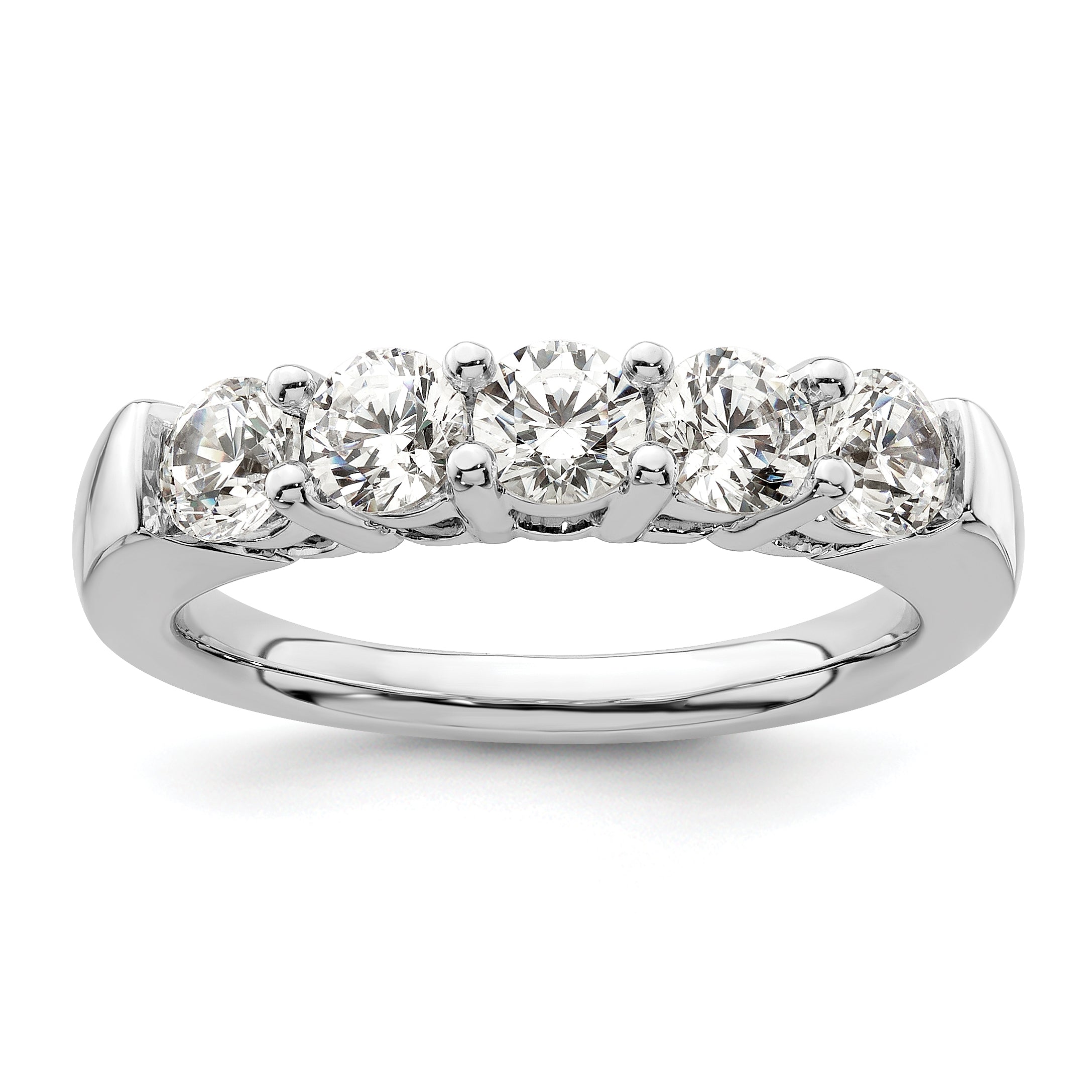 Image of ID 1 125ct CZ Solid Real 14K White Gold 5-Stone Wedding Band Ring