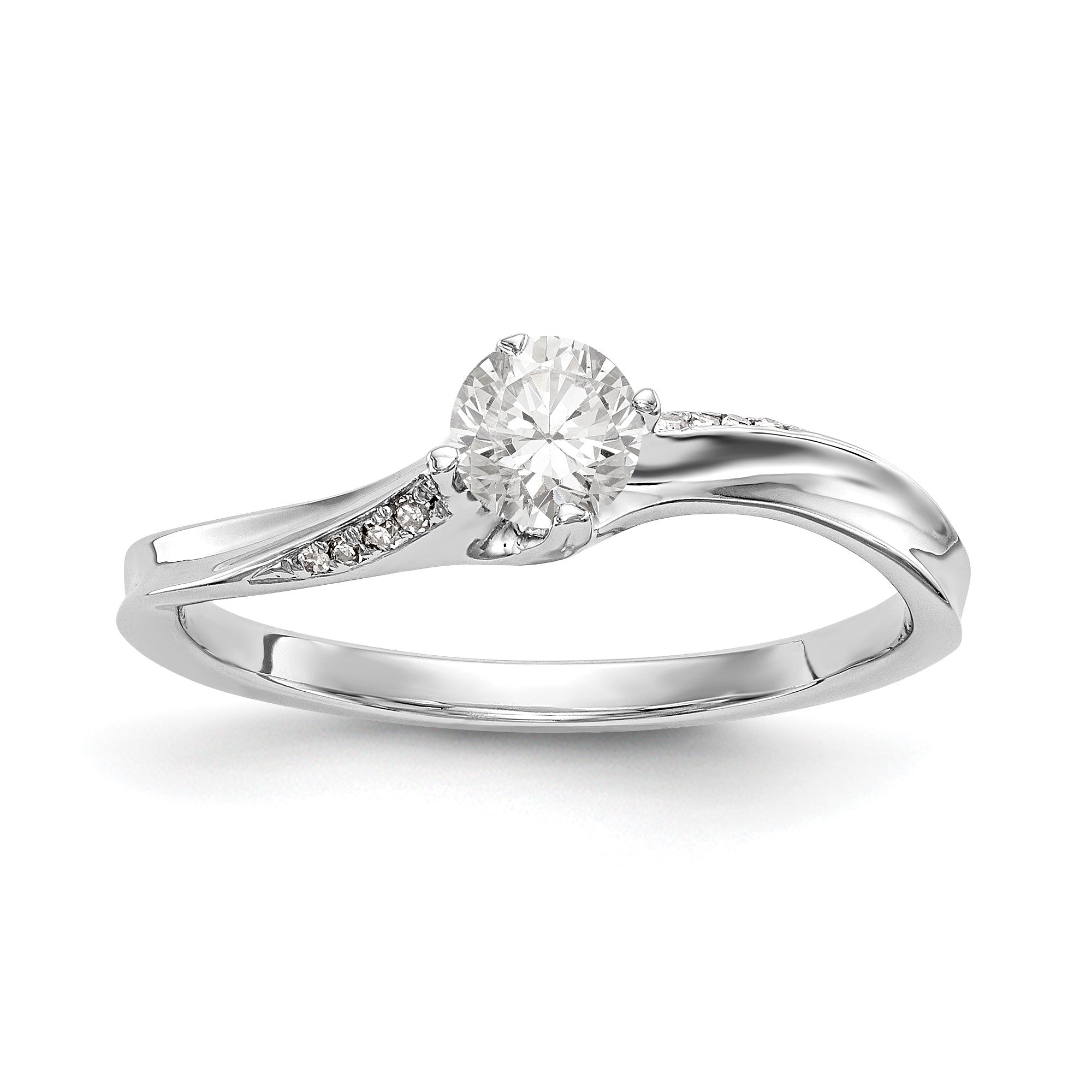 Image of ID 1 1/3 Ct Natural Round Diamond By-Pass Engagement Bridal Ring 14K White Gold
