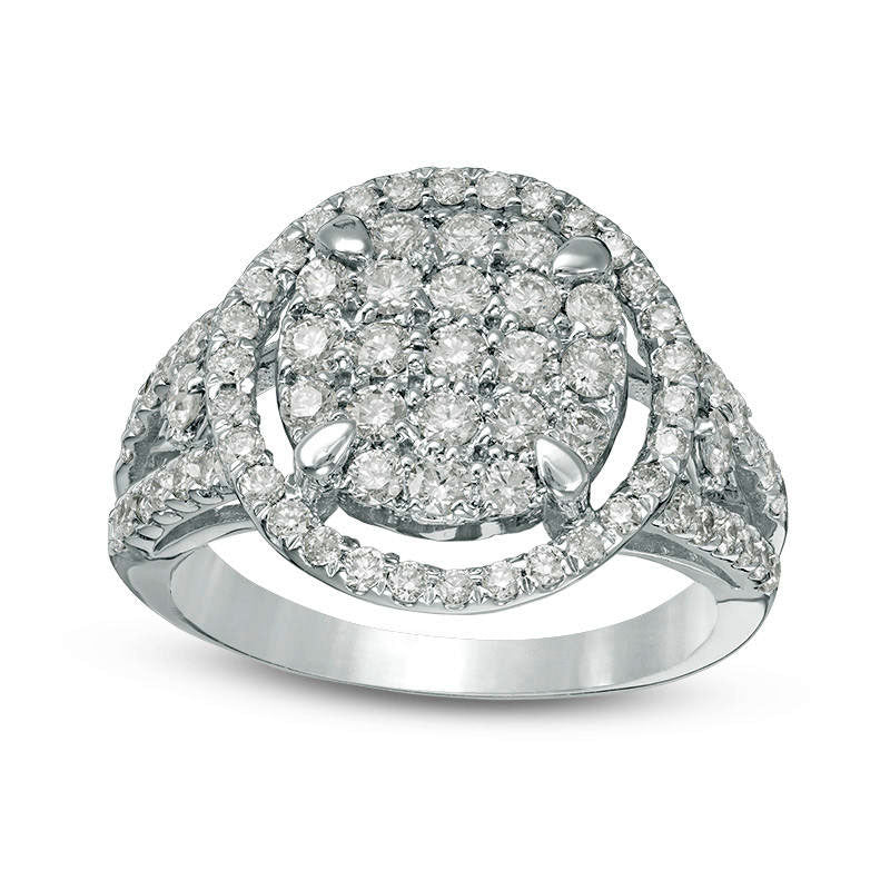 Image of ID 1 133 CT TW Composite Natural Diamond Frame Ring in Solid 14K White Gold