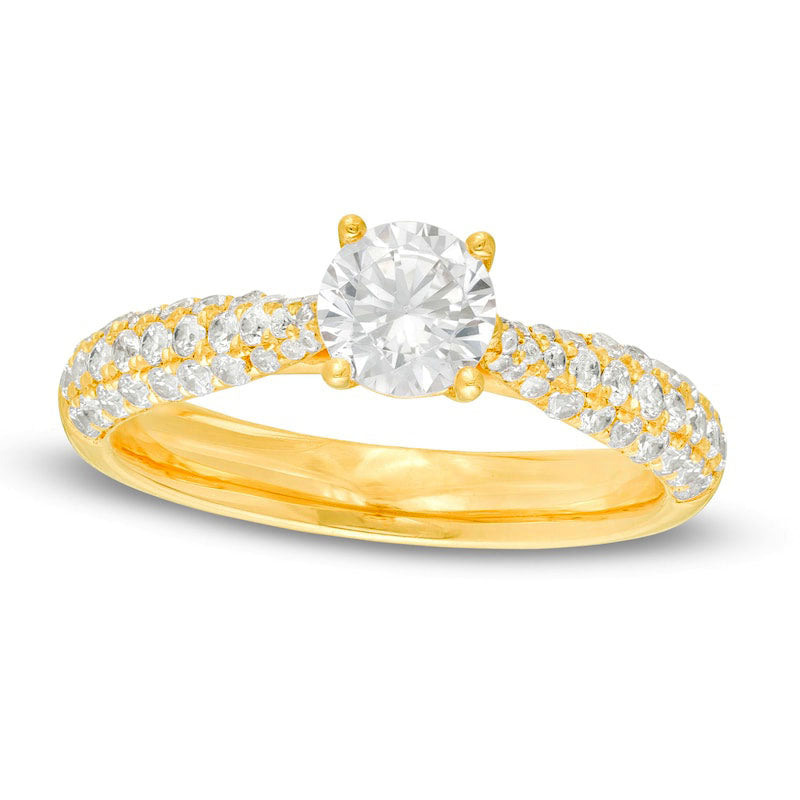 Image of ID 1 133 CT TW Natural Diamond Tapered Shank Engagement Ring in Solid 14K Gold